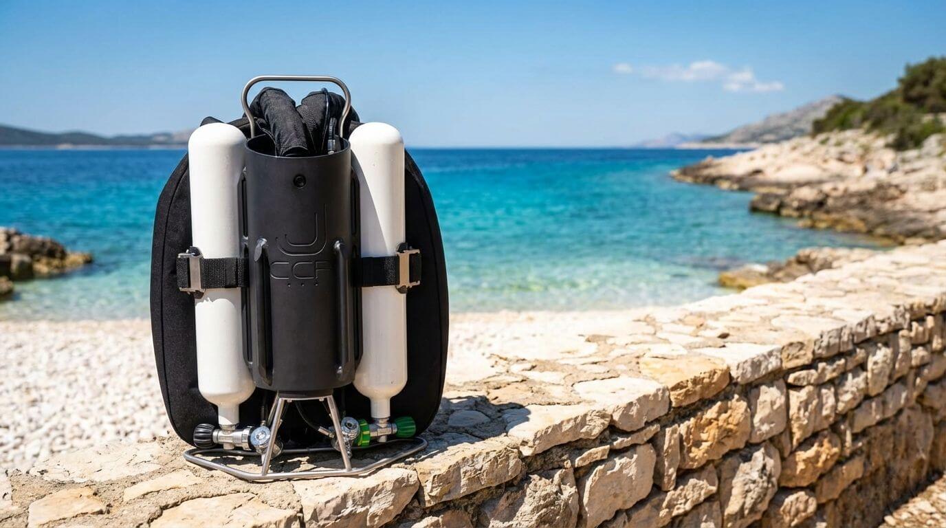 JJ-CCR Rebreather am Strand