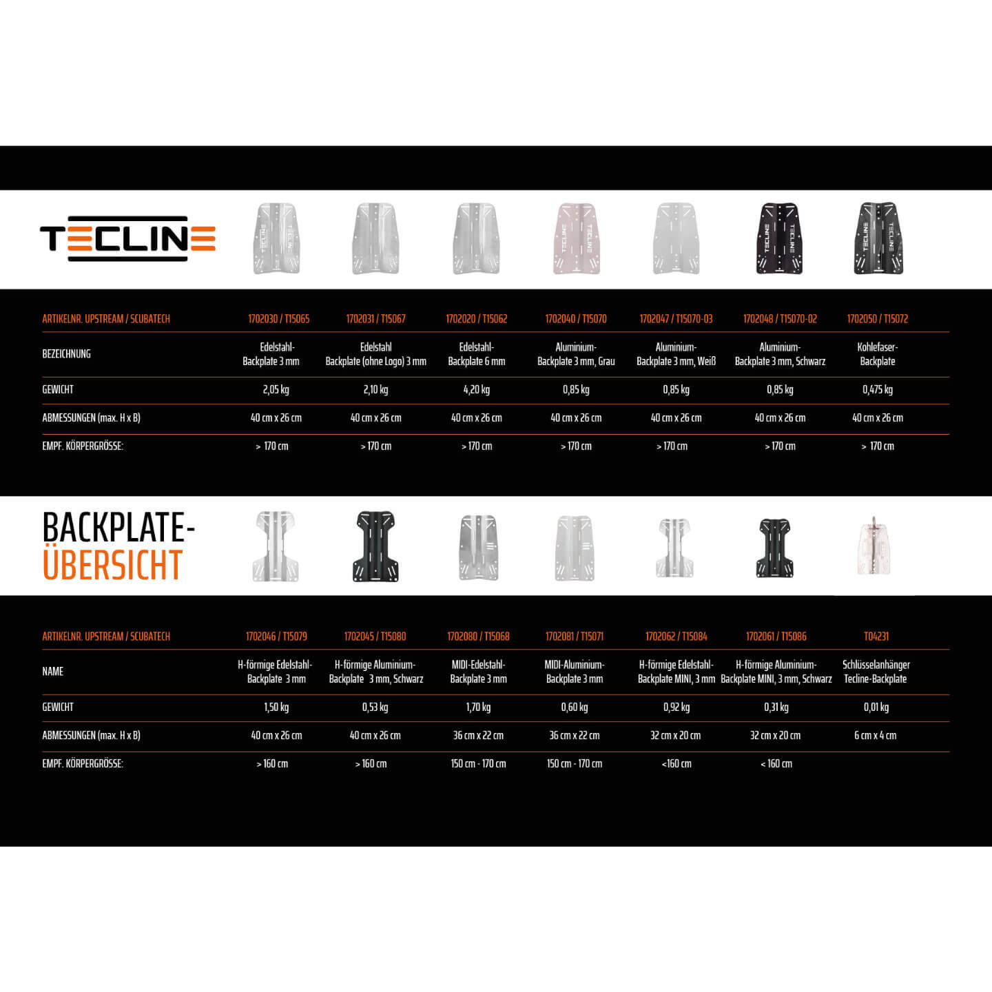 Backplate Tecline 3mm SS mit Logo