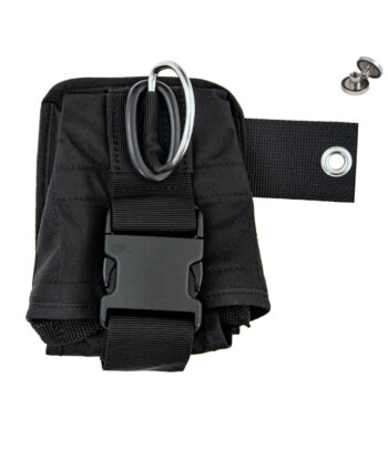 Bleitasche Tecline kleine Ausführung Schwarz mit Lasche - Links