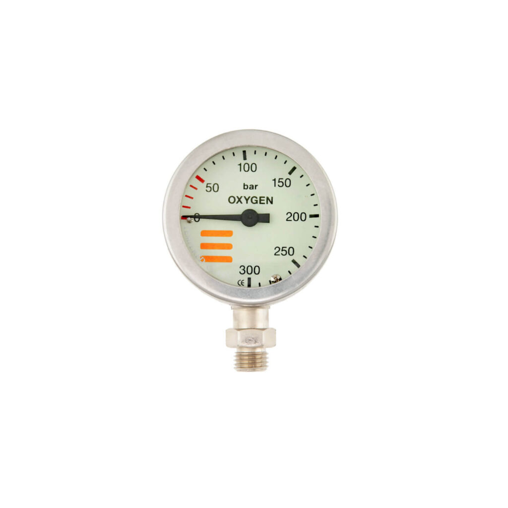 Finimeter, 52 mm, Nickel, für Sauerstoff, 300 bar