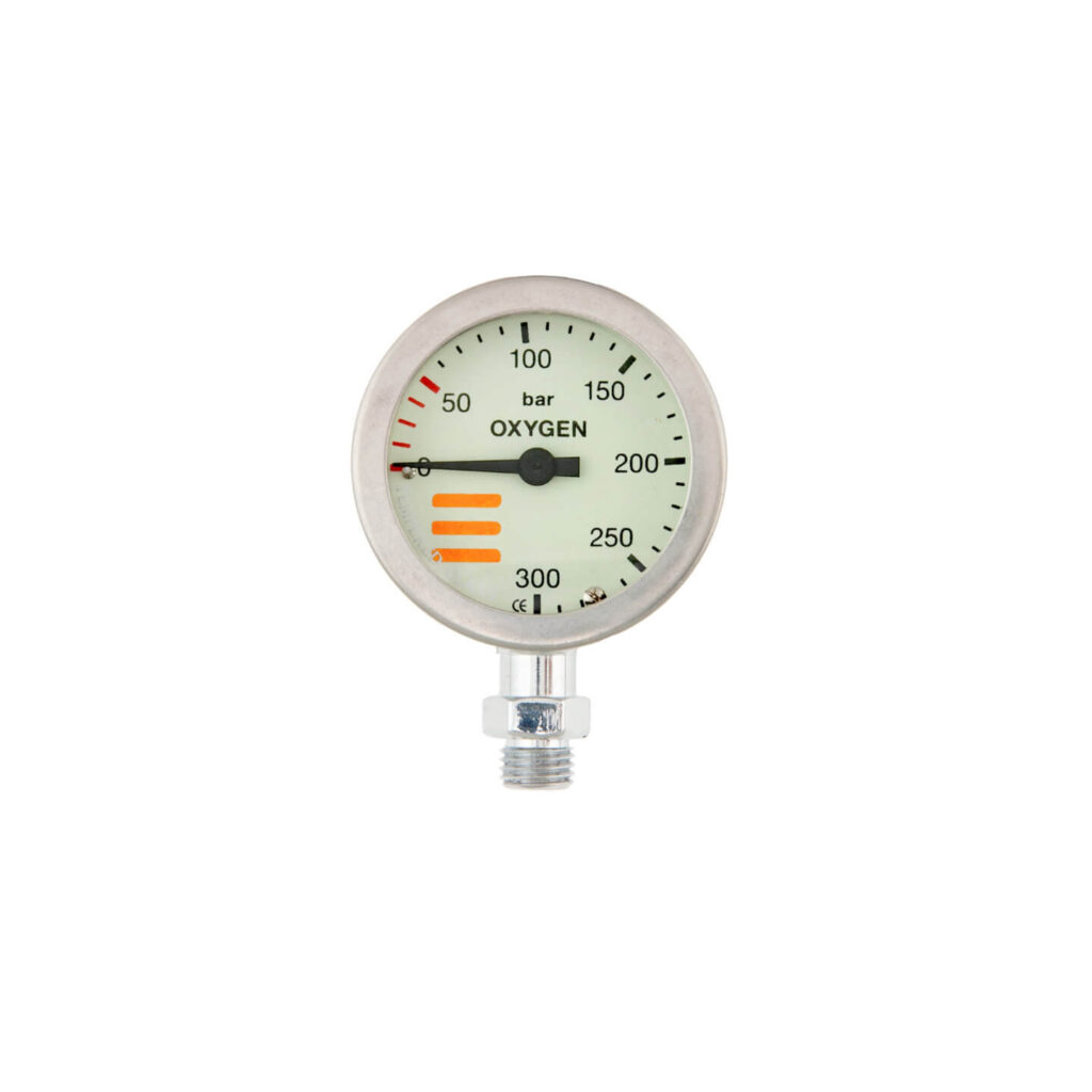 Finimeter, 52 mm, 230 bar verchromt, für Sauerstoff