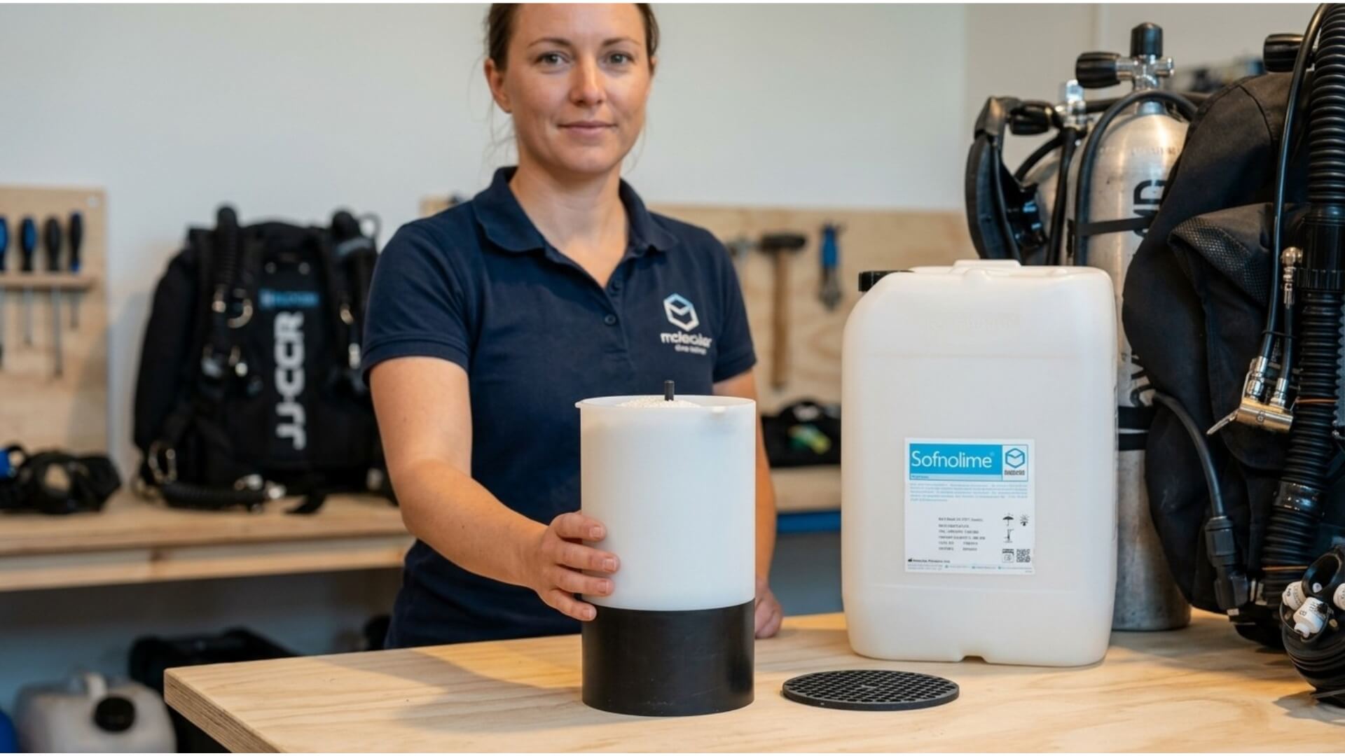 JJ-CCR Scrubber Kanister für Tauchausrüstung auf weißem Hintergrund