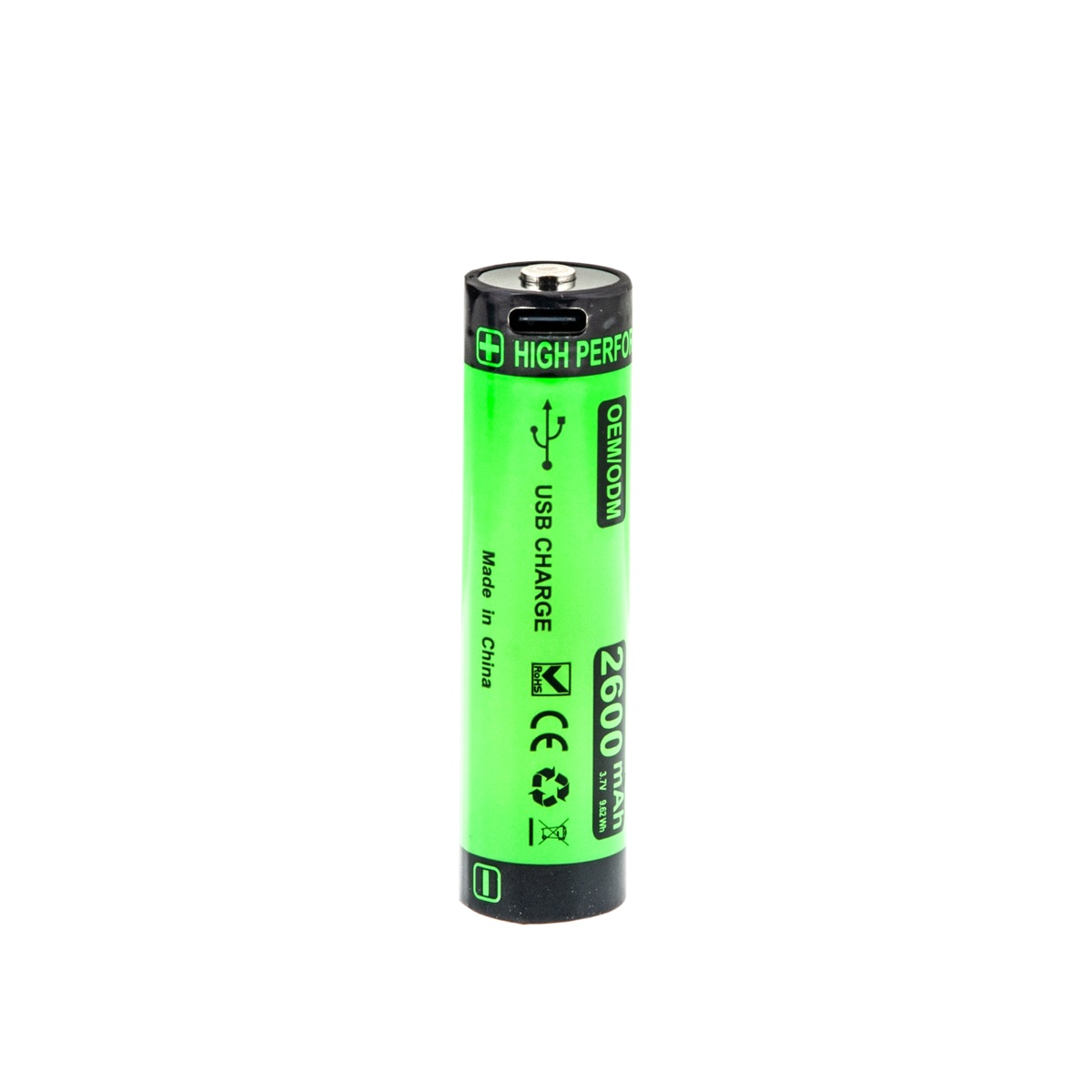 18650-Li-Ionen-Akku mit 2600 mAh und USB-C-Ladeanschluss für den Tecline LED-Blitzer RGB