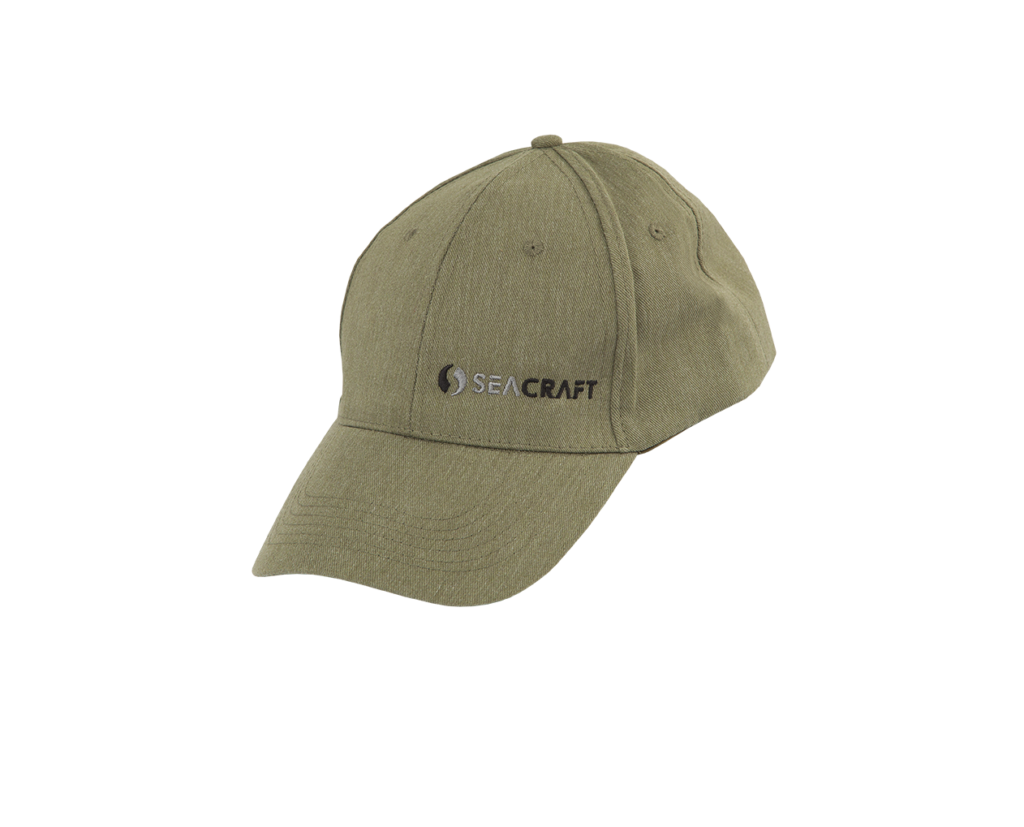 Seacraft M&S 3 Cap in Khaki, Vorderansicht mit Seacraft-Logo